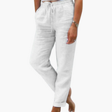Sommerhose für Damen - Luftig, Locker & mit Tunnelzugbund – Weiß
