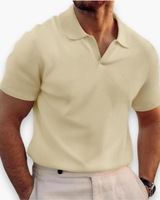 Herren Lässiges Polo mit V-Kragen | Kurzarm – Aprikose