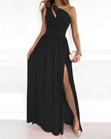 Jasmin - Stilvolles Maxikleid mit einem Träger für Damen – Schwarz