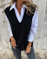 NUSA - Strick-Sweater-Weste – Schwarz