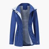Langer Trenchcoat mit Kapuze für Damen – Blau