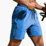 Herren-Trainingsshorts mit Reißverschlusstaschen und Kordelzug – Meeresblau