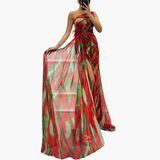 Vibrantes Maxi-Kleid für Frauen - Farbenfrohes Design – Rot