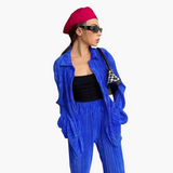 Eleganter Zweiteiler mit Plissee – Damen Sommer Outfit – Blau