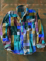 Germaine – Unisex Langarm Hemd in Schlichter Regenbogenfarbe – Blau