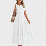 Maura - Sommerliches Maxikleid Mit kurzen Ärmeln – Weiß