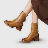 Marcy - Elegante Stiefeletten mit Blockabsatz – Braun