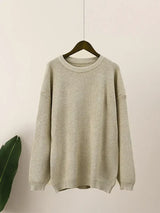 Warmer winterpullover: modischer rundhalsausschnitt im minimalistischen design – Khaki