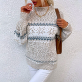 Damen Winterpullover | Strickoptik mit dekorativem Muster – L