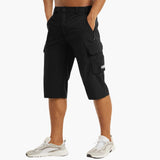 Herren Bermuda Cargo Shorts mit Taschen für Sommer Outdoor – Schwarz