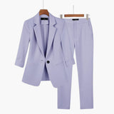 Elegantes Blazer- und Hosen-Set für Frauen - Perfekter Anzug – Lila
