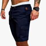 Herren Cargo Shorts mit Taschen und elastischem Bund für Sommer – Marineblau
