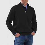 Herrenpullover mit halbem Reißverschluss – Schwarz