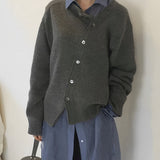 Martha - Kuschelige Kaschmir-Strickjacke – Grau