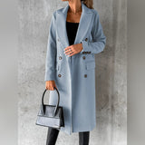 Damen Langer Wärmemantel – Blau
