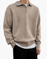 Andrew | Cozy Herren Strickpullover aus Wolle mit Polokragen – Beige