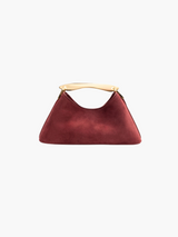 Luxuriöse Mini-Handtasche aus veganem Wildleder – Eleganter Look – Burgunder Wildleder