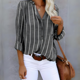 Damenbluse gestreift Langarm – Grau