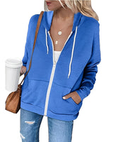 Azura - Leichter Kapuzenpullover mit Reißverschluss und Taschen – Blau