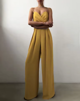 Haven – Eleganter Chiffon-Jumpsuit mit weitem Bein – Gelb