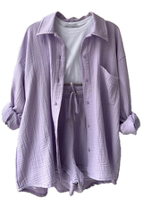 VICTORIA | ZWEITEILIGES HEMD-SHORTS-SET – Violett