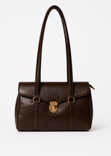 Damen Schultertasche Vegan Leder – Alltagstauglich & Elegant – Dunkelbraun
