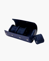 Josiah | Elegantes Leder Uhrenhalter Reiseetui für 3 Uhren – Blau