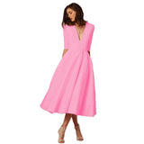 Erykah - Elegantes Retro-Kleid mit V-Ausschnitt – Rosa