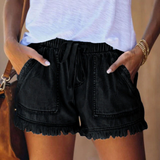 Stylische Damen Shorts – Leichte Sommerhose mit hoher Taille für Damen – Schwarz