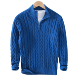 Pullover Herren Mit Reißverschluss | Strickjacke Mit Kabelmuster – Blau