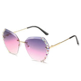 Damen Modisch Geometrisch Stil Sonnenbrille | Übergröße – Lila