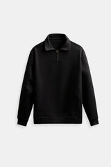 Minimalistischer Fleece-Pullover mit Reißverschluss – Wärme & Stil vereint – Schwarz