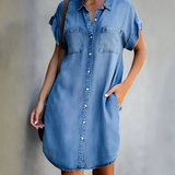 Flora | Sommerkleid mit Bauchweg-Effekt – Hellblau