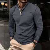 OLIVER – Langarm-Polo mit stylischem Kragen – Grau