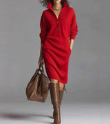 Apple™ - Warmes Elegantes Kleid | Bequem – Rot