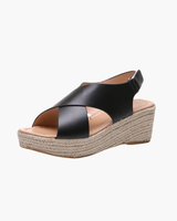 Damen Keil Sandalen | Kreuz Stile – Schwarz
