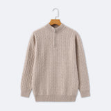Christian | Eleganter Zopfmuster-Strickpullover mit Halbzip – Mokka