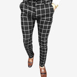 Herren Sommerhose mit Karomuster und Slim Fit Schnitt – Grau kariert