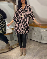 Eleanor - Damenbluse mit Muster – Rosa