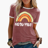 Good Vibes Grafik-T-Shirt - für Frauen im Casual-Stil – Rot