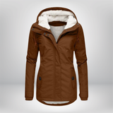 Winterjacke Damen mit Kapuze | Gefütterte Übergangsjacke – Braun