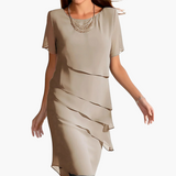 Marlene | Midi-Kleid mit Kurzarm – Khaki