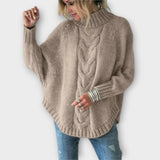 Talia | Strickpullover mit Zopfmuster – Khaki