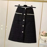 Morgan - A-Linien-Tweedrock für Damen mit hoher Taille – Lang Schwar