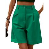 Thea | Elegante Bermuda mit Bundfalten – Grün