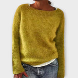 Lara | Einfarbiger Oversized-Strickpullover – Gelb