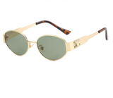 Vintage Damen Sonnenbrille – Klassisch, Klein & UV400 Schutz – Grün/Gold