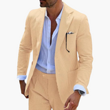 Herren Sommeranzug zweiteilig mit Nadelstreifen und Slim Fit – Gelb