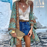Elegante Boho Strickjacke – Blau