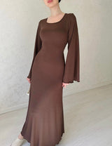 Livina - Elegantes Maxi-Kleid – Braun